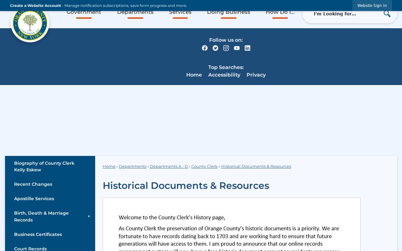 Palm Tree city directory historical records at the Orange County Clerk resources page